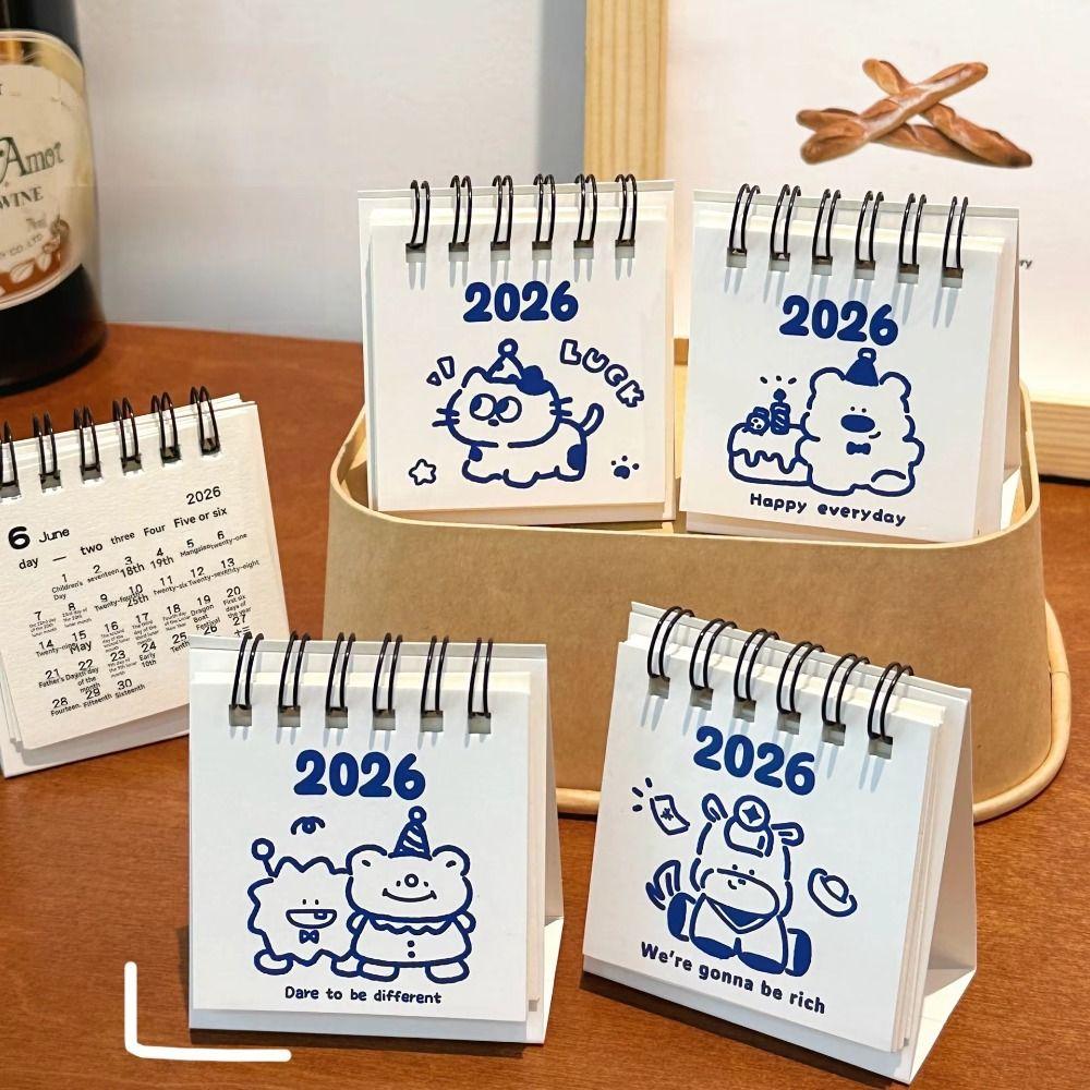 Portable Coil Calendar Cartoon Schedule Planner New 2026 Desk Calendar  Desktop Ornaments