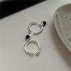 French Retro Open Ring in 925 Sterling Silver with Black Agate Spherical Design