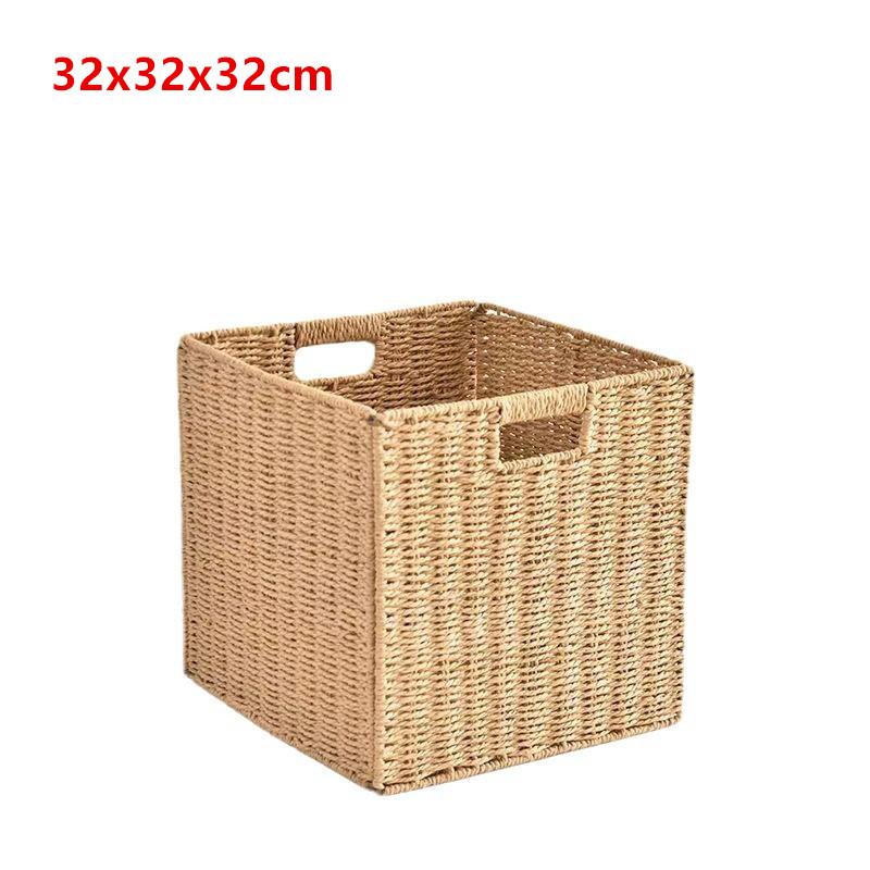 Aufbewahrungsbox Imitation Rattan Geflochtenes Gitter Schrank Aufbewahrungskorb Schreibtisch Kleinkram Snacks Kleidung Spielzeug Geflochtener Aufbewahrungskorb