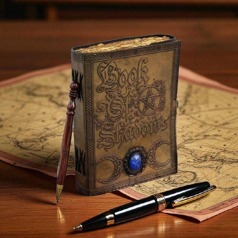 Book Of Shadows, Leather Grimoire, Leather Journal, Magic Book, Celtic Journal The Morrigan, Leather Book Travel Notebook, Christmas Gift