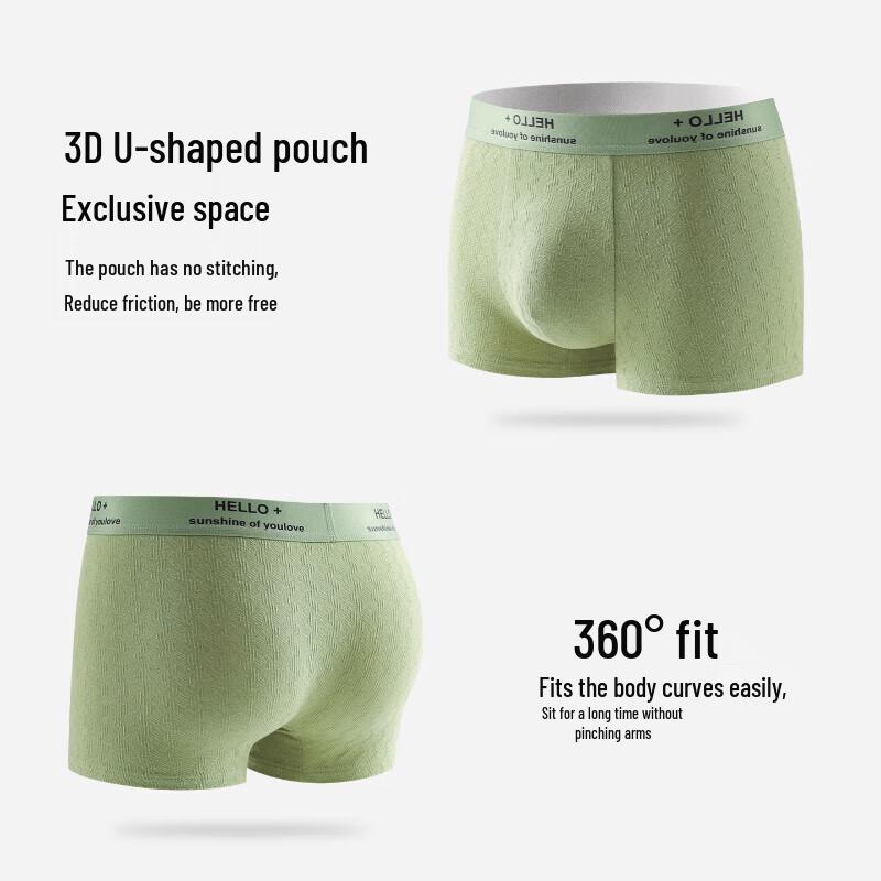Youkeshu Men's Pure Cotton Antibacterial Boxer Briefs 4-Pack