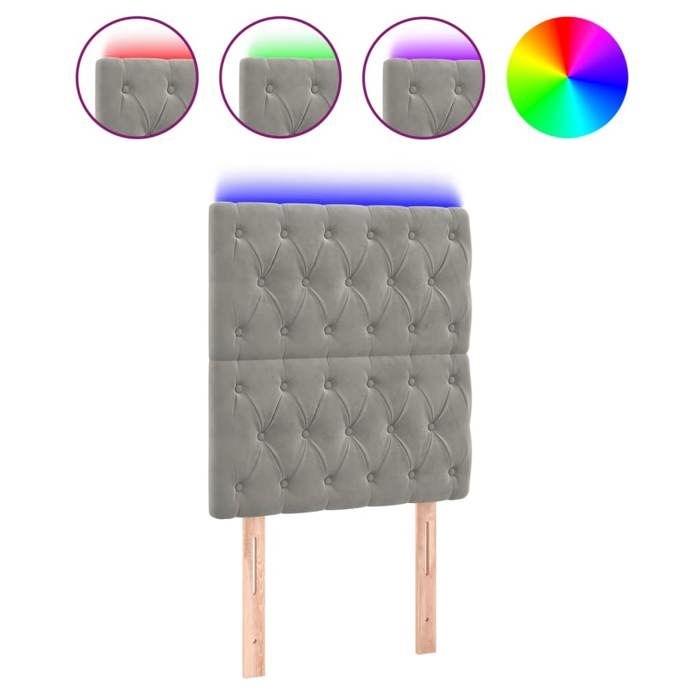 VidaXL Tête de Lit à LED Meuble de Chambre à Coucher Accessoire de Lit Simple Tête de Cadre de Lit Intérieur Gris Clair 3122790