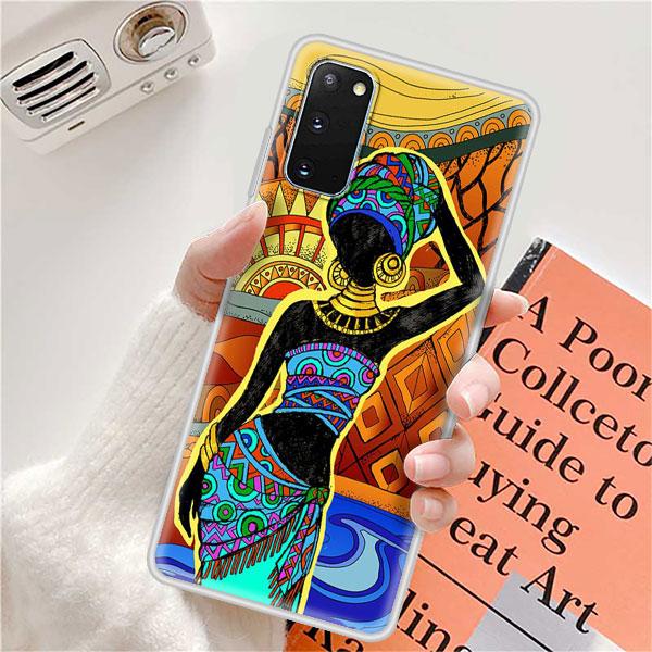 Case For Samsung Galaxy S20 FE Ultra S10 S10e S9 S8 Plus Note 10 Lite 20 9 8 Soft Matte Back Phone Cover Colorful African Girl