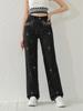 Women's Rhinestone Straight-Leg Jeans with Butterfly Design: Stylish and Comfortable
