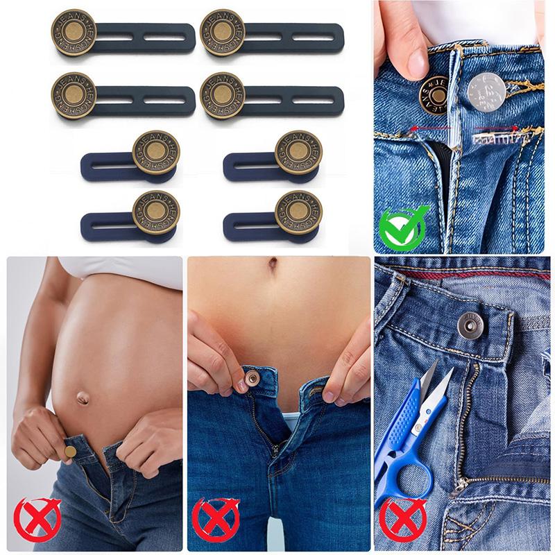 8Pcs Jeans and Pants Button Extenders Jeans Adjustable Retractable Button Set Waistband Extender for Men and Women Jeans Button