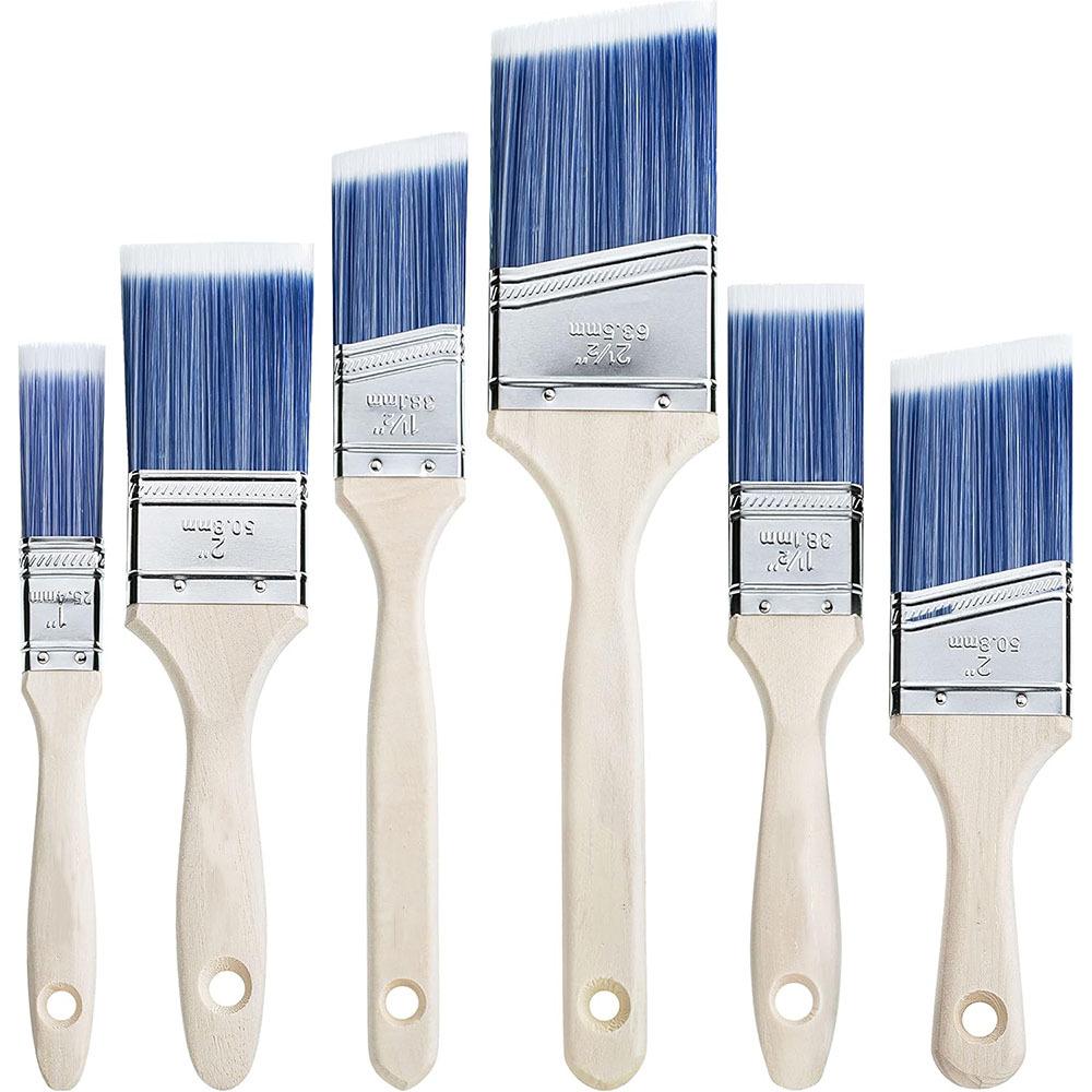 6-Piece Angled Paint Brush Set for Watercolor and Latex Paint - Art and Home Cleaning Tools