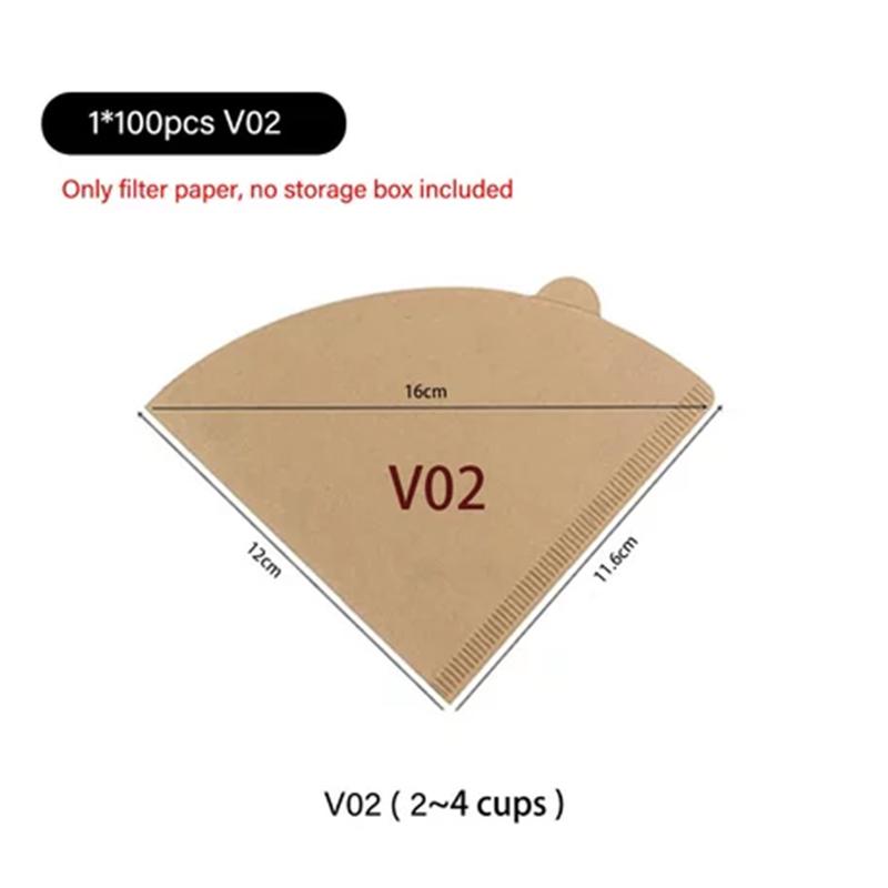 100Pcs Coffee Filter Paper Box V01 V02 V60 Compatible Coffee Maker Filter No Bleach Anti Dust Acrylic Storage Case