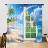 Set Of 2 Versatile Polyester Transparent Curtains Home Decoration Tropical Beach Palm Tree Use Bedrooms Living Curtain Ideal For Master Bedroom