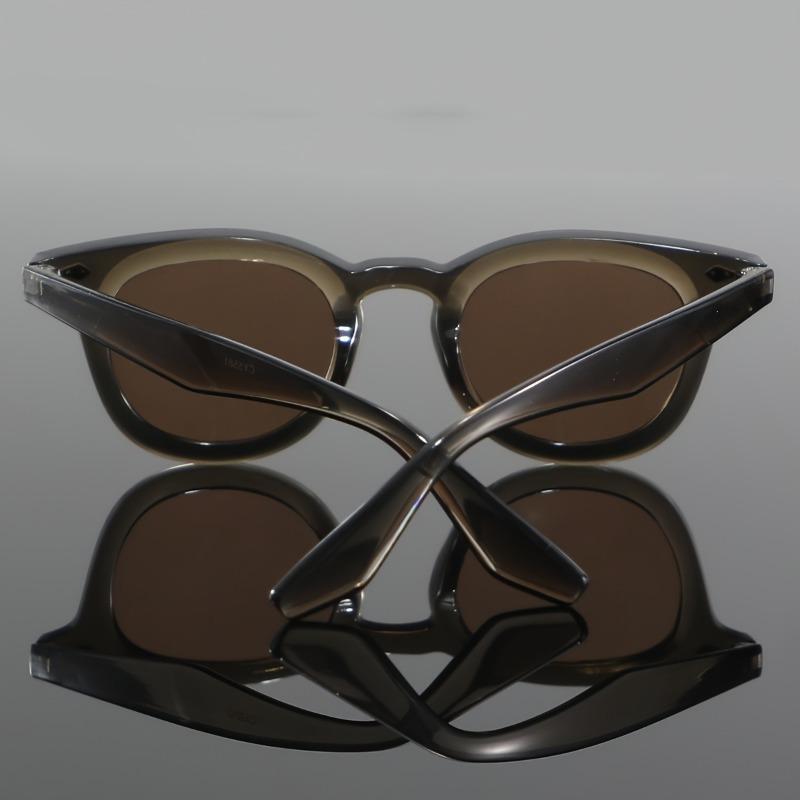 Non-polarized Men Plastic Round Rice Nail Sunglasses Compact and Simple Casual Fashion Style Vintage Punk Shade Rivet Concave Frame Eyewear
