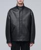 Musinsa Standard Synthetic Leather Oversized Crop Field Jacket [Black]