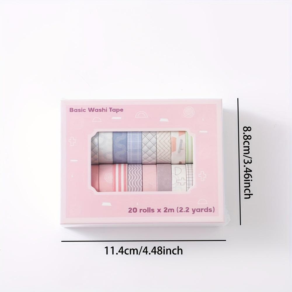 20 Rolls Macaron Washi Tape Set Rainbow Masking Tape Set 10mm(0.4 Inch) Wide Colorful Decorative Tape For DIY Art Craft A7855