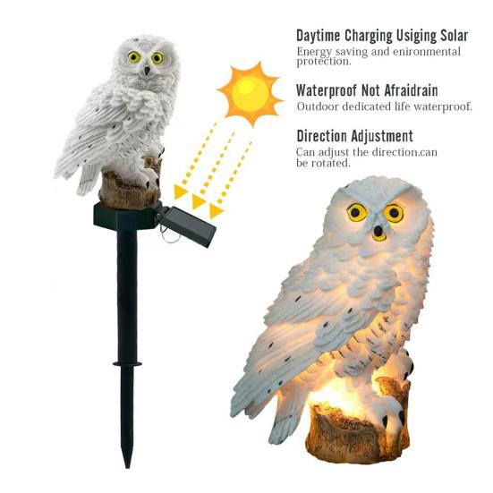 1/2Pcs Solar Owl Light with Stake Weather-resistant Waterproof Outdoor Garden Yard Pathway Patio Yard Lawn Solar Bird LED Decoration Lamp
