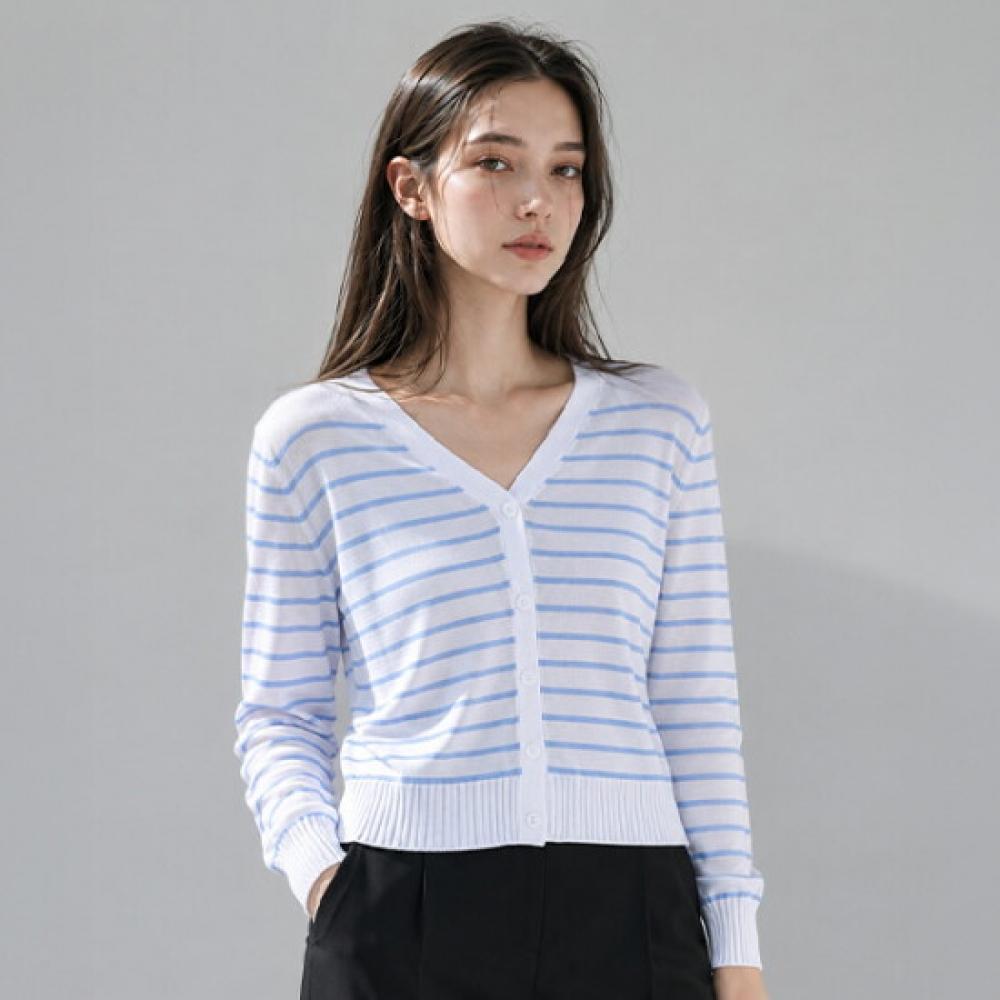 Cresson Striped V Neck Knit Cardigan