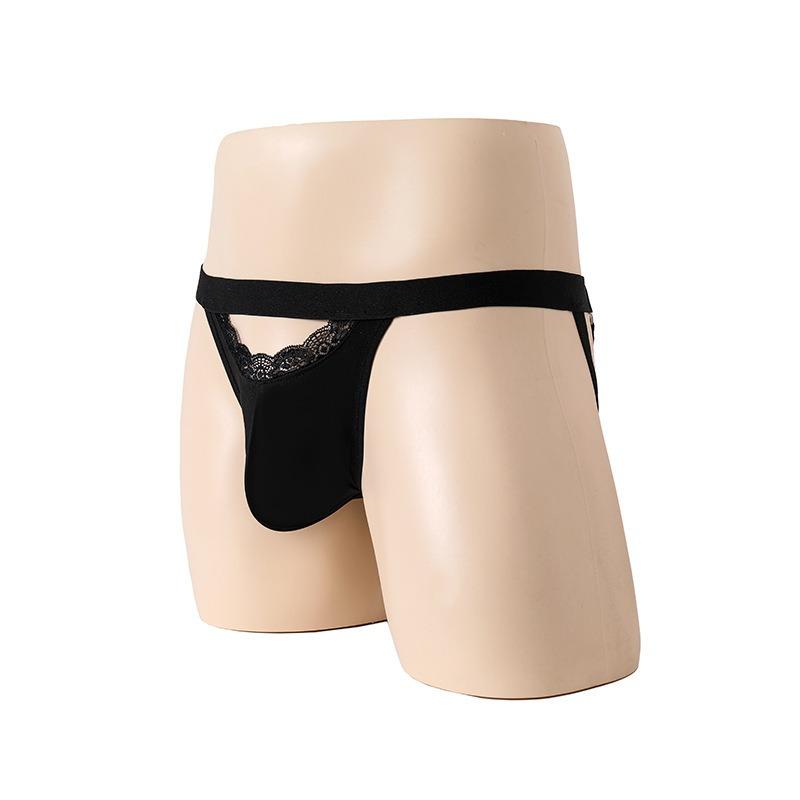 Sissy Pouch Panties Men Sexy Front Hole Lingerie Jockstrap Thongs Bondage Open Buttock Male Lingerie G-String Support Underpant