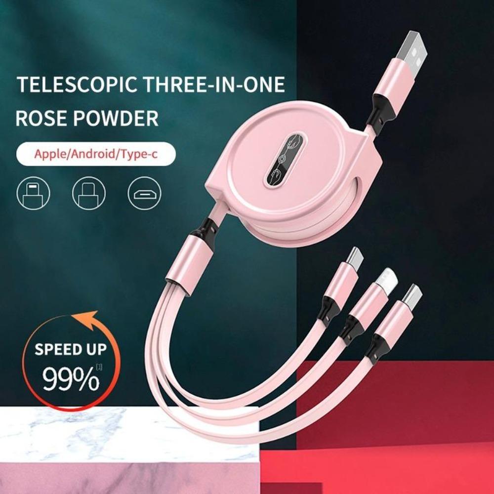 3 In 1 Charging Cable Retractable USB Charge 2.4A Fast Charging For XiaoMi HuaWei Samsung Portable Charging Cable Micro Type-C