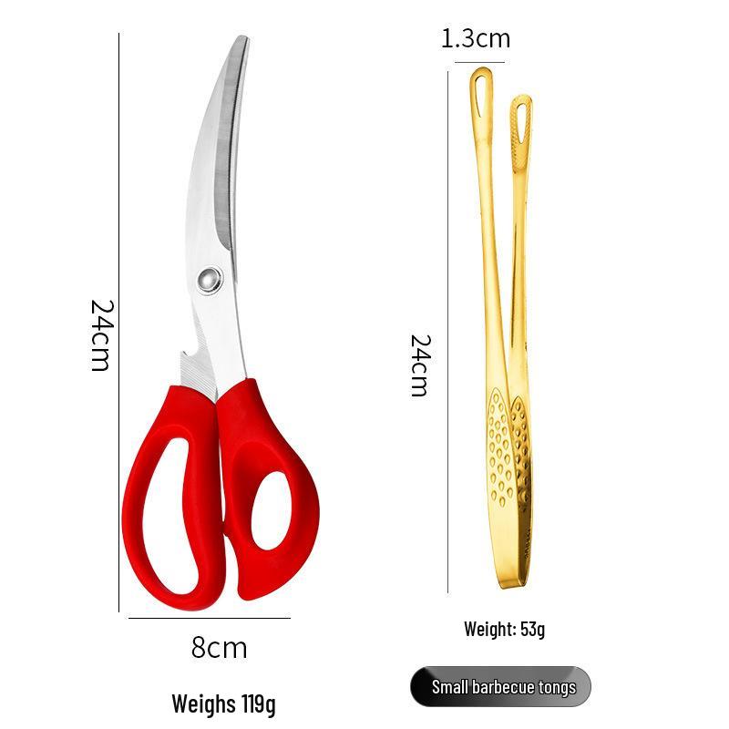 Golden Korean 304 Stainless Steel BBQ & Grilling Tongs - Extended for Steaks and Buffets
