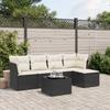 Vidaxl 6-Cz. Set di Mobili da Giardino con Cuscini, Polyrattan Nero