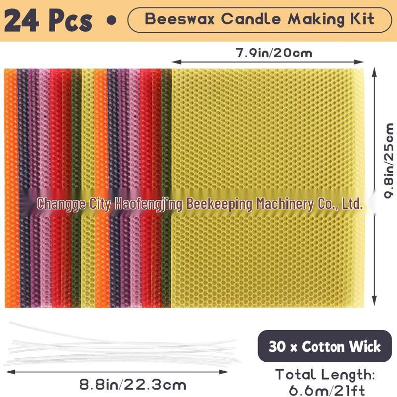 20x25cm Beeswax Sheets for DIY Hand-Rolled Candles, Natural Home Decoration, Party Supplies, 8 Colors, 3 Sheets Each