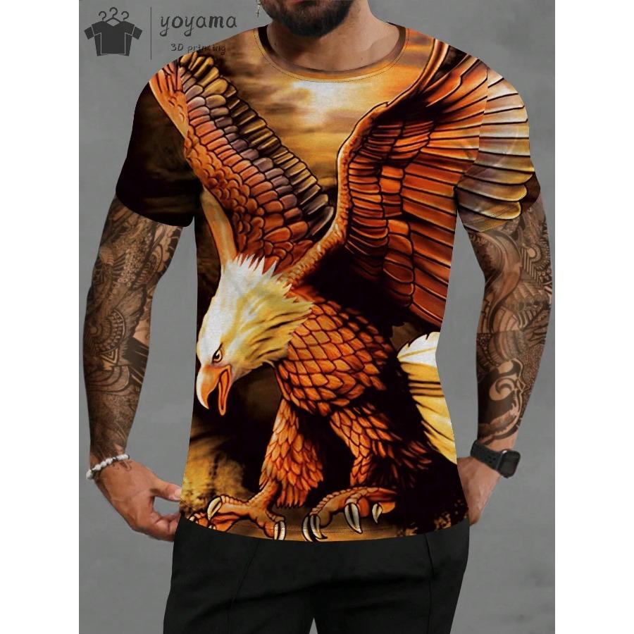 Men's T Shirts Vintage Animal Eagle 3d Printed Casual Short Sleeve Tee Shirt Fashion Outfits Streetwear O Neck Oversized Tops