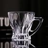 Glass Tea Cup with Leaf Design - Floral Patterned, With Handle & Foot, Ideal for Milk, Tea, Coffee, Juice, Water