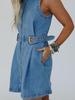 Women's European-American Fashion Trend Single-Breasted Multi-Button Denim Shirt Dress with Pockets