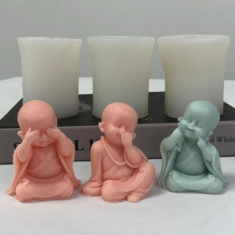 Buddhas Monk Shape Silicone Molds DIY Epoxy Resin Molds Table Ornament Mould Candle Plasters Making Tool Easy-to Clean