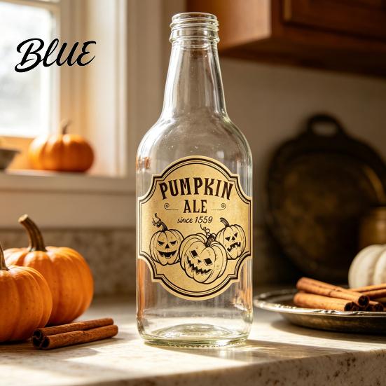 Dekoracyjne Naklejki w Stylu Vintage 12szt Halloweenowe Etykiety na Butelki Wina Retro z Czarownicą Czaszką Straszny Wystrój Szklanego Słoika Nietoperz Dynia Wzór Samoprzylepne