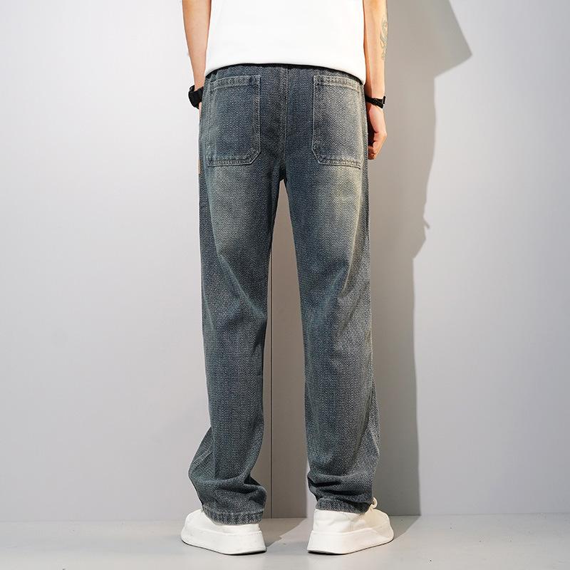 Men's Loose Straight Leg Jeans Spring Autumn New Style Starry Sky Pattern Thin High Street Casual Comfortable Jean