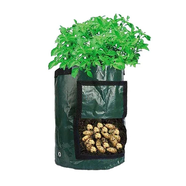 3/5/7/10 Gallon Garden Potato Grow Bag PE Fabrics Gardening Thicken Pot Vegetables Planter Tub with Handles and Access Flap