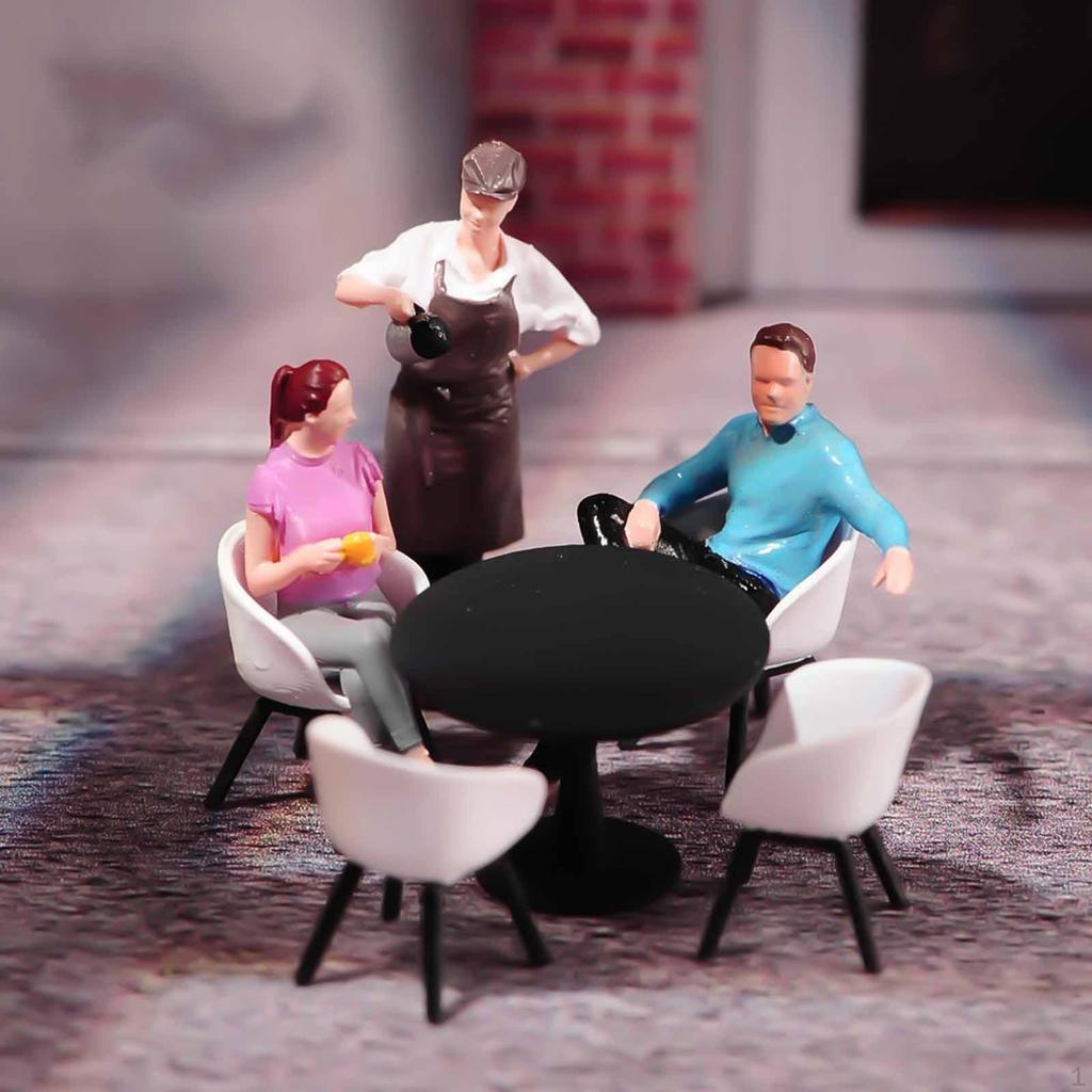 1/64 Miniature Table Chair Set Mini Furniture Model Decoration Creative Tiny Resin Modern Desk