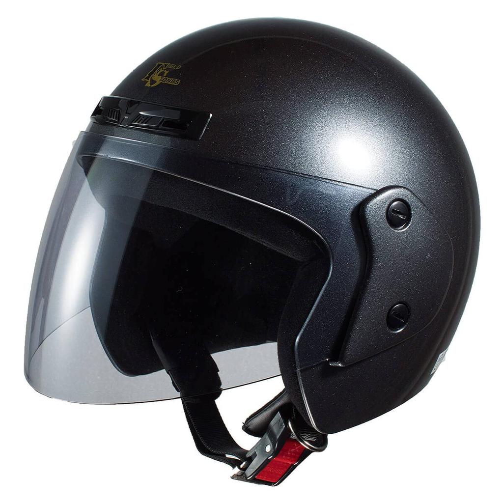 ISHINO SHOKAI Jet Motorcycle Helmet with Light Smoke SG and PSC Free Size Gunmetal Shield, FS-505, Standards, (Approx. 57-60cm),