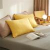 Boho Solid Color Duvet Cover Set with Pom Pom Tassels Soft Washed Fabric Bedding Set King Queen Yellow Quilt Cover Pillow Cases