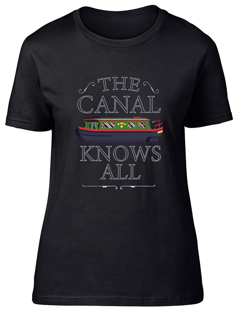 The Canal Knows All Funny Narrowboat Waterway Womens T-Shirt Ladies Gift Tee S