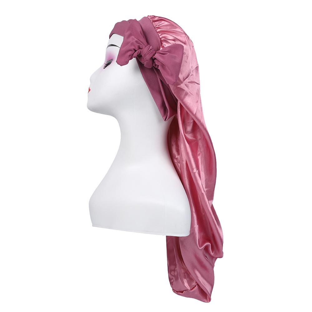 Touca Longa de Cetim de Seda para Mulheres - Proteção Capilar com Laço