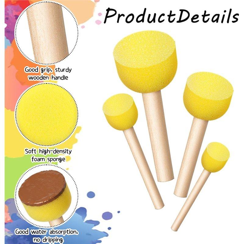 Kids Arts For Acrylic For Painting, 90Pcs Round Sponge Brush Set-4 Sizes Foam Paint Brushes Stencil For Painting