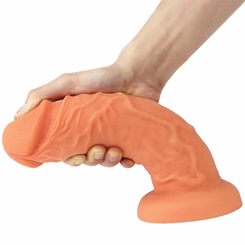 Female Big Penis Liquid Silicone Simulation Fake Penis Thick and Long Eggless Sucker Anal Plug Masturbation Device