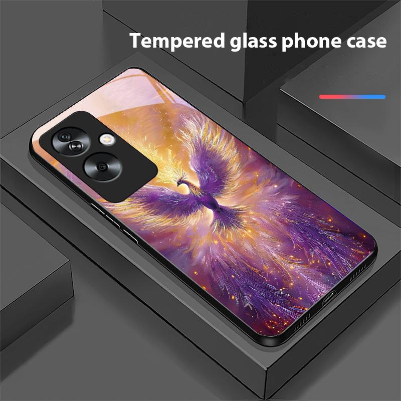 Goldener Phönix Für Oppo A79 5G 58 78 74 60 4G Reno 11F Realme GT 6 11 Note 50 10 C55 X2 Gehärtetes Glas Schwarz Handyhülle