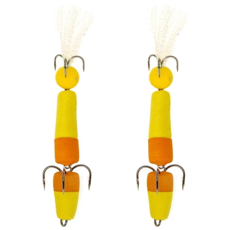 2pcs Light Weight Foam Baits Soft Fishing Baits High Density Foam Swim Baits with 2 Hook Fishing Tackle Foam Lures