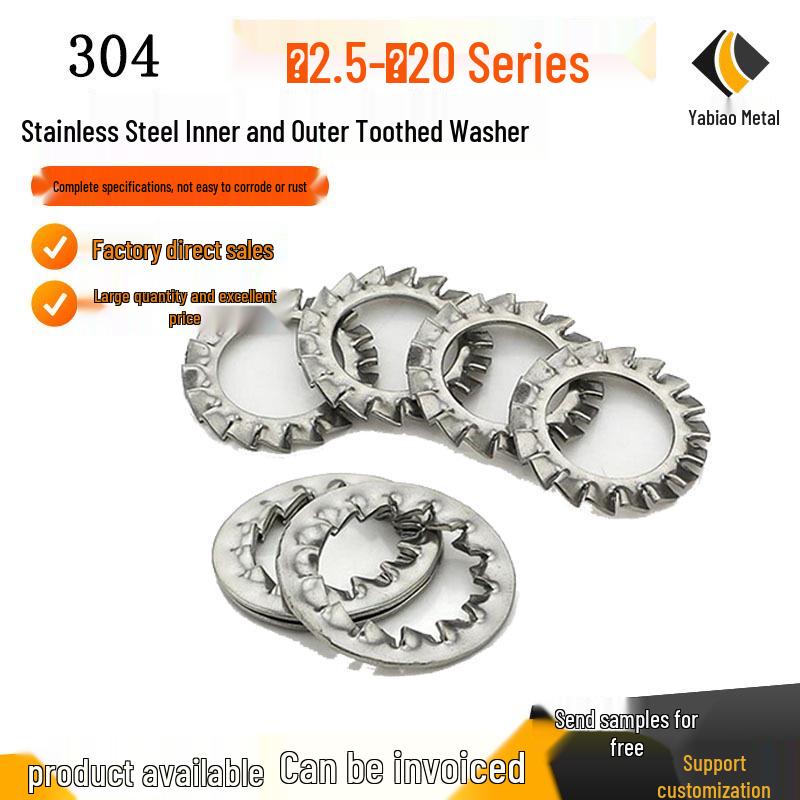 304 Stainless Steel Serrated Washer - Inner & Outer Tooth Chrysanthemum Washer (M2.5-M10)