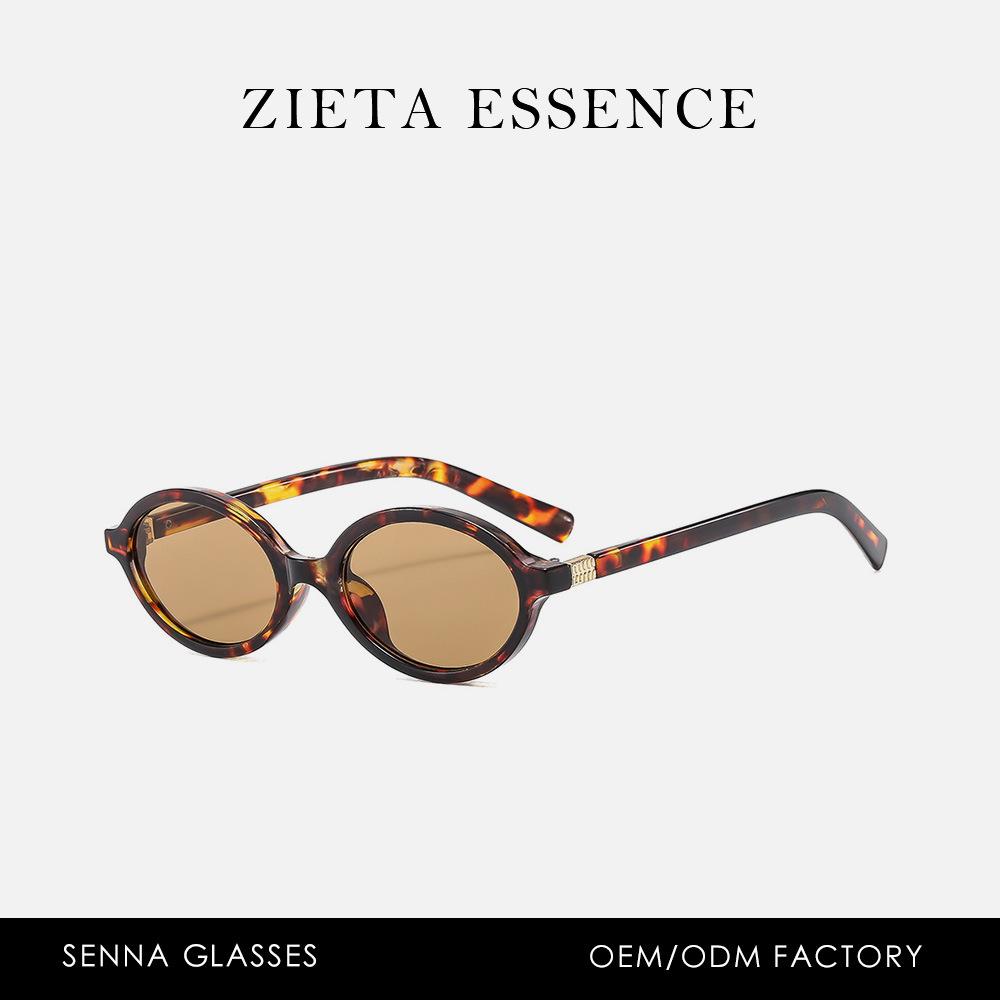 Sunglasses Plain Retro Oval Sunglasses Street Shot Hong Kong Style Glasses Tortoiseshell