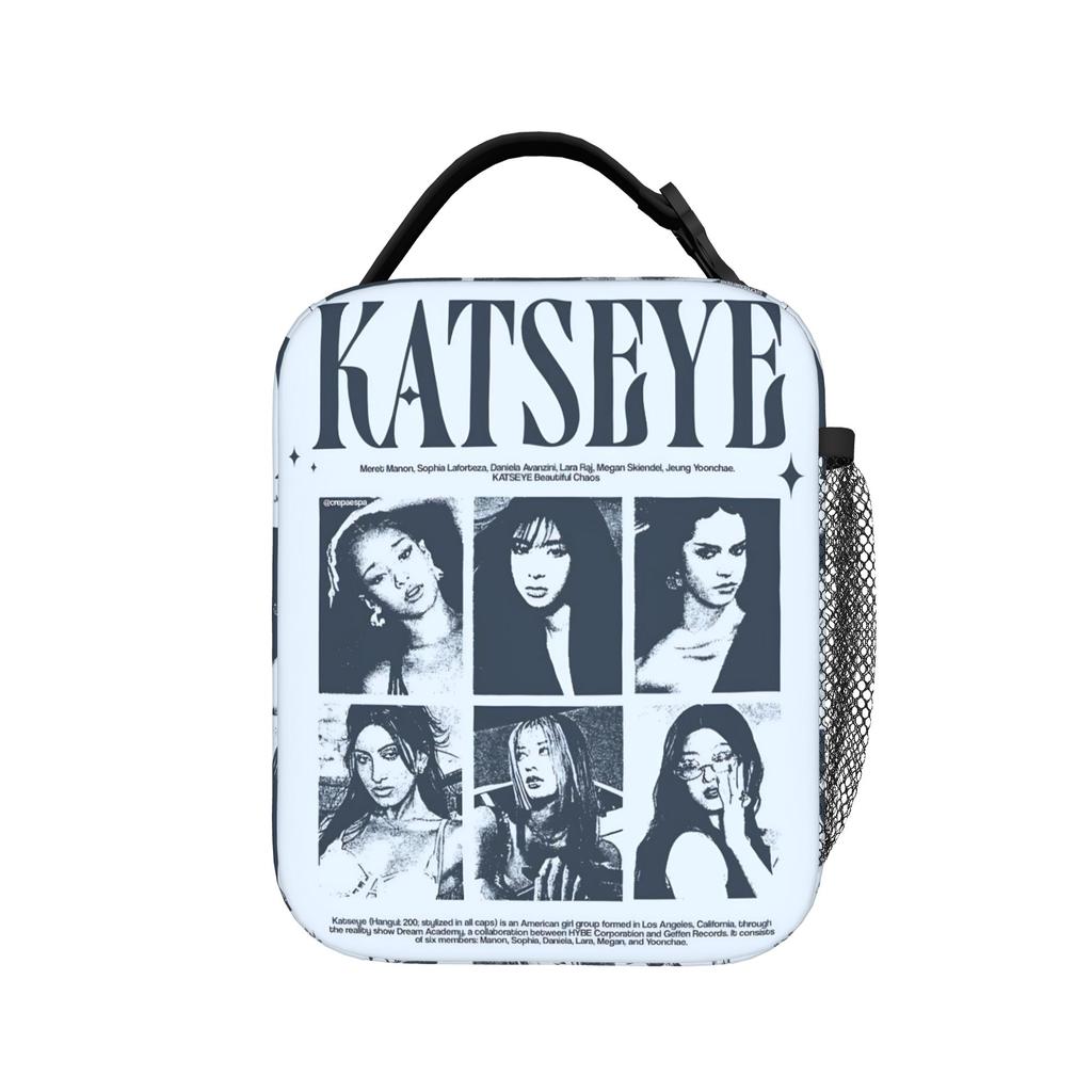 Koreanische Kpop Band Girl Group KATSEYE Bedruckte Lunchtasche Tragbare Lunchbox Damen Picknick Kühltasche Wasserdichte Thermische Lunchtaschen