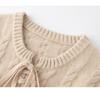 Women's Autumn/Winter 2026 Cashmere Cable Knit Lace-Up Sweater - Round Neck, Loose Fit, Slimming, Gentle Style.