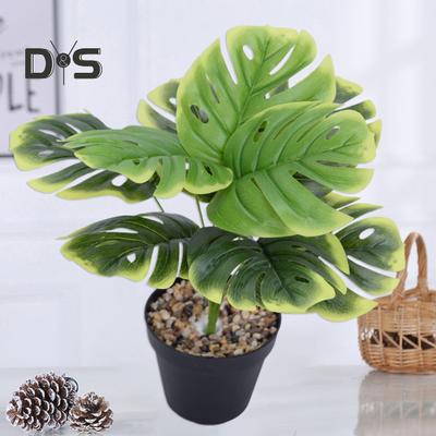 Künstliche Monstera-Blätter, lebendige Frischhaltung, 9 gegabelte, gefälschte grüne Pflanzenblätter im Topf, Partyzubehör
