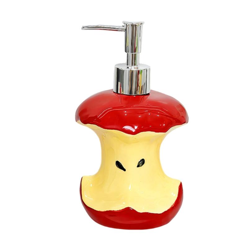 Stylish Ceramic Liquid Soap Container With Press Pump Lovely Fruit Core Soap Dispenser For Home Bathroom Countertop Organizing