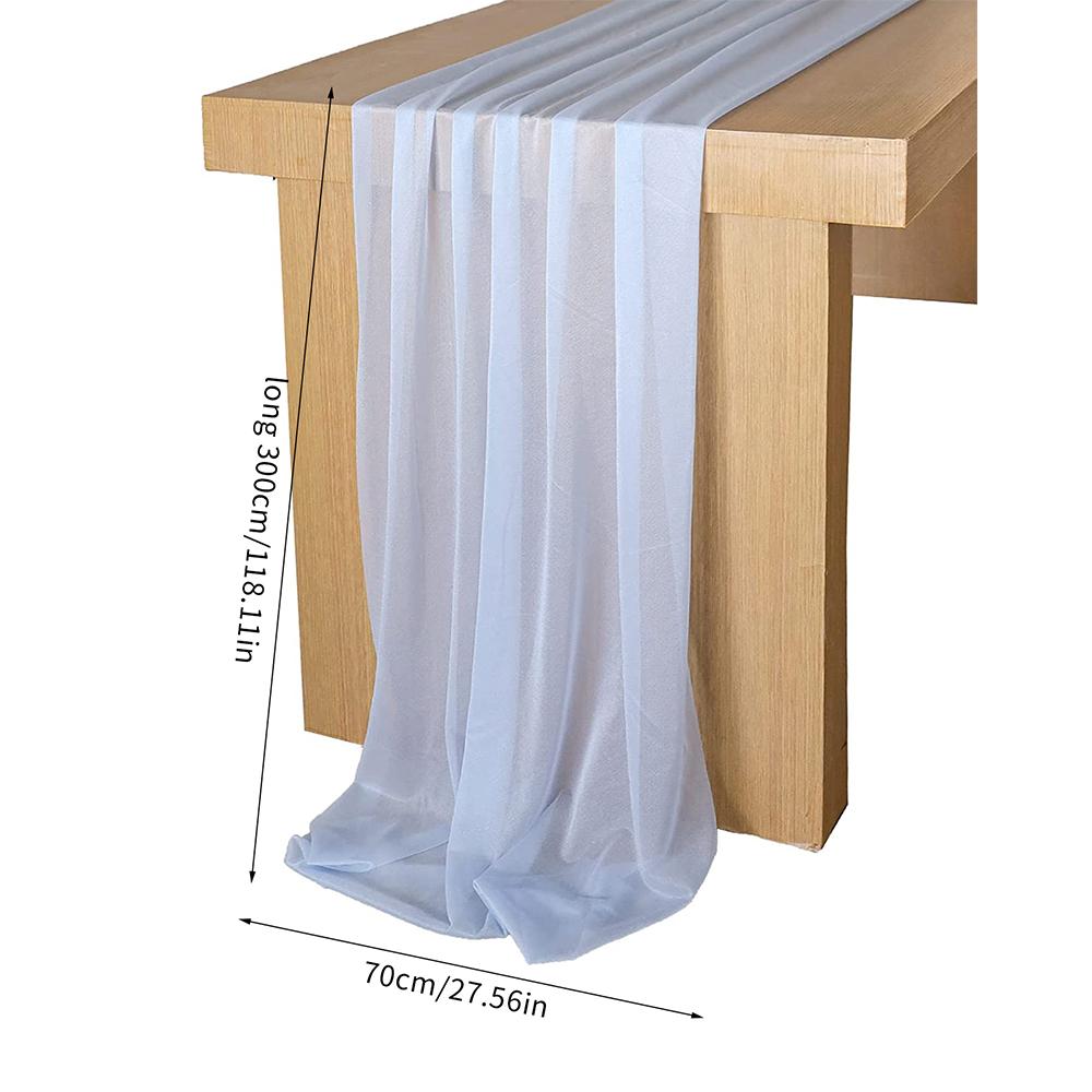 Gauze Chiffon Table Runner 300*70cm Tablecloth Wedding Birthday Party Bridal Shower Table Decoration