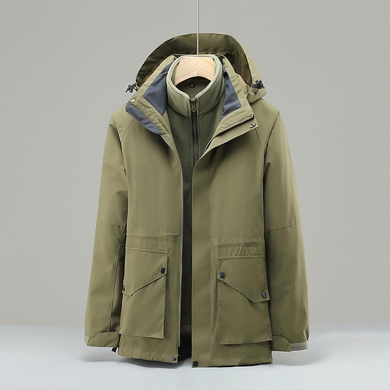 

Мужской комплект куртки-штормовки 3-в-1, отстегивающейся для активного отдыха L армия зеленый