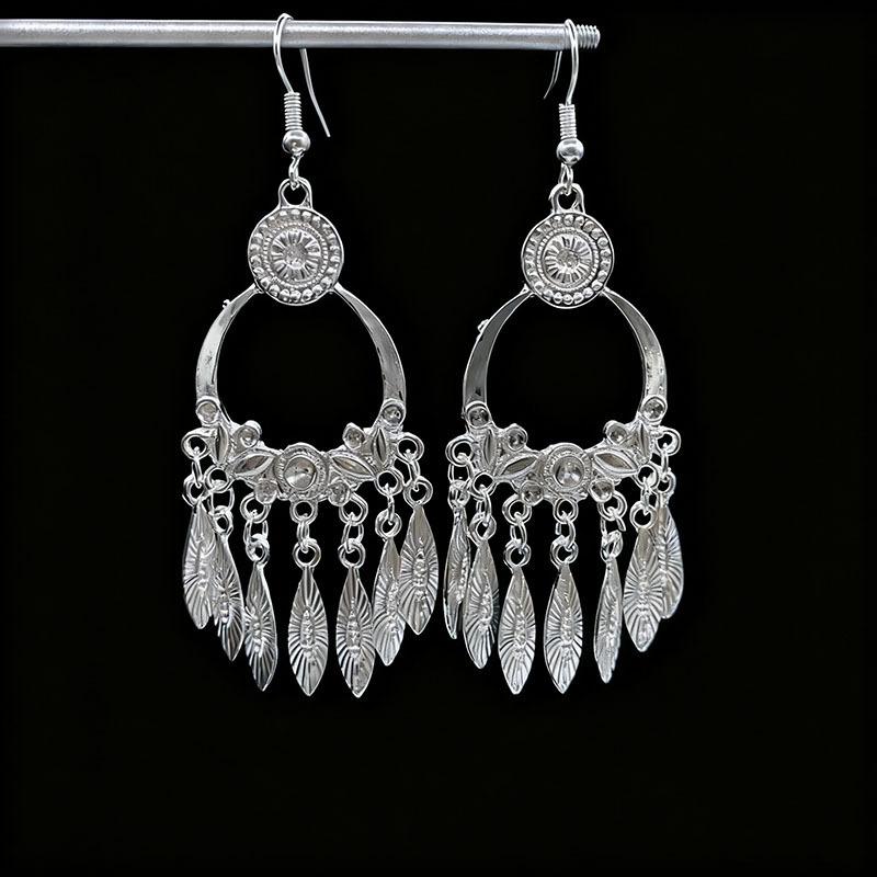 Ethnic style earrings Alloy silver-plated Miao ethnic minority Dong Yi earrings Earrings