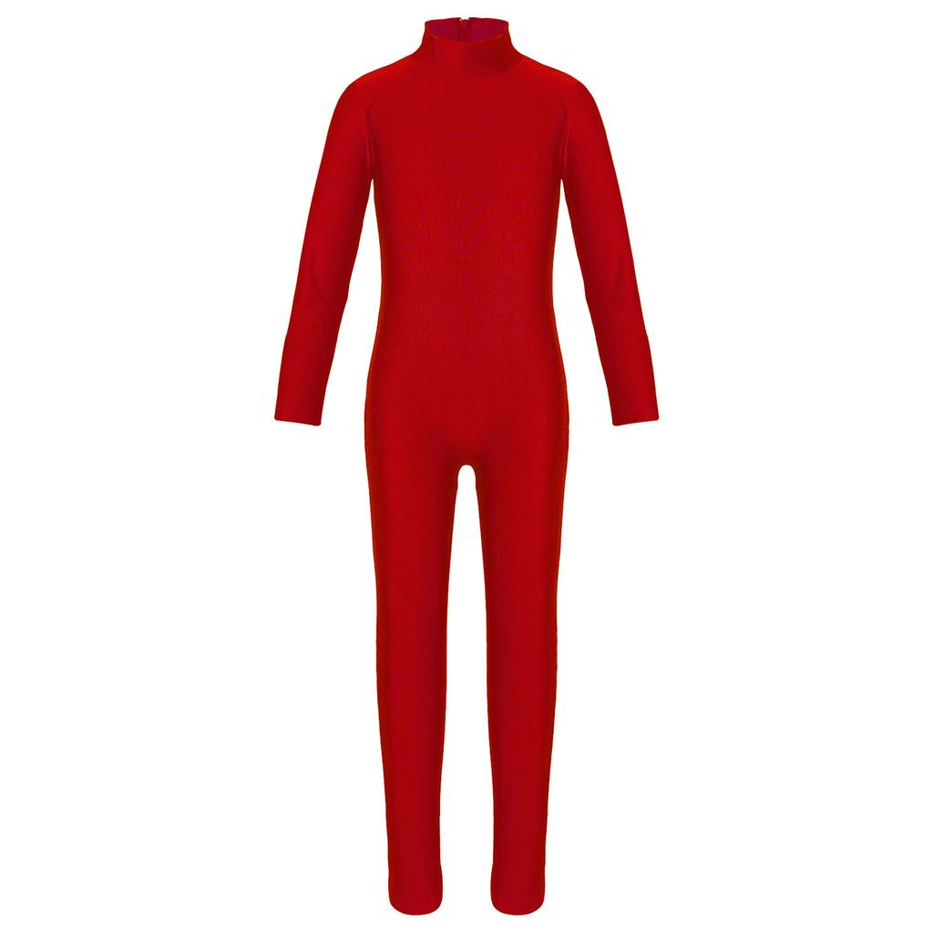 Girls Long Sleeve Zippered Leotard Ballet Dance Unitard Gymnastics Performance Attire