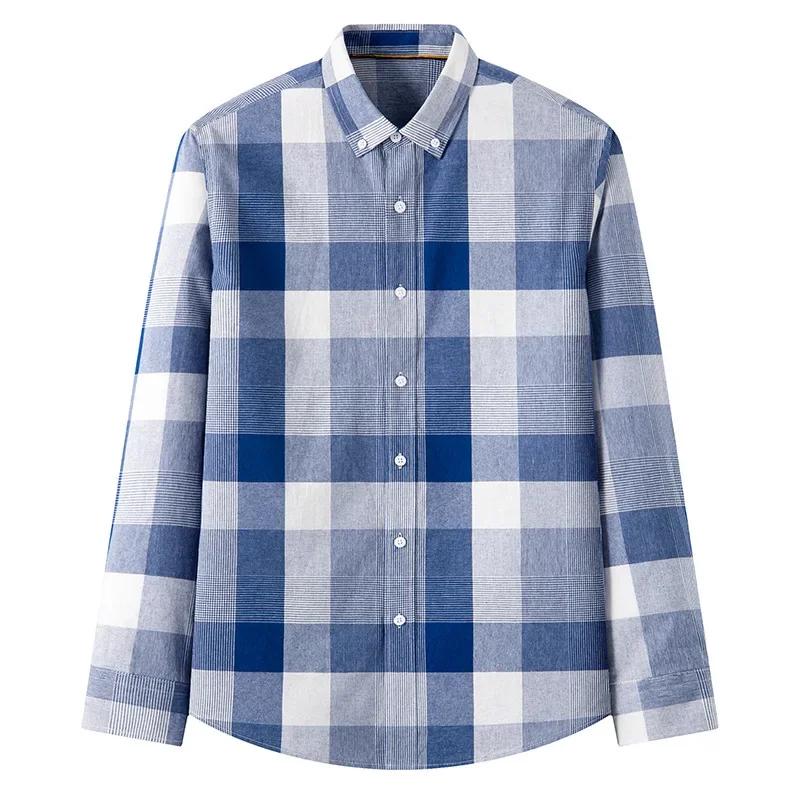 New in shirt hight quality 100%cotton long sleeve shirts for man slim fit casual plain shirt soft plaid trends designer clothes