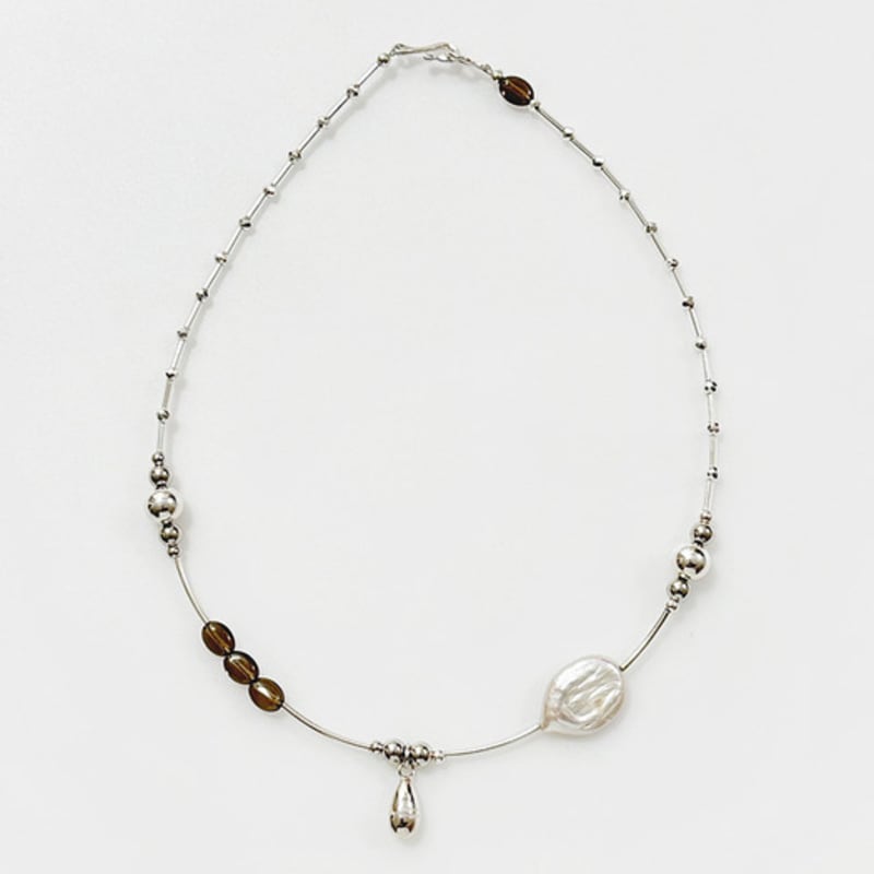 August Harmony 925silver Water Drop Beads Necklace